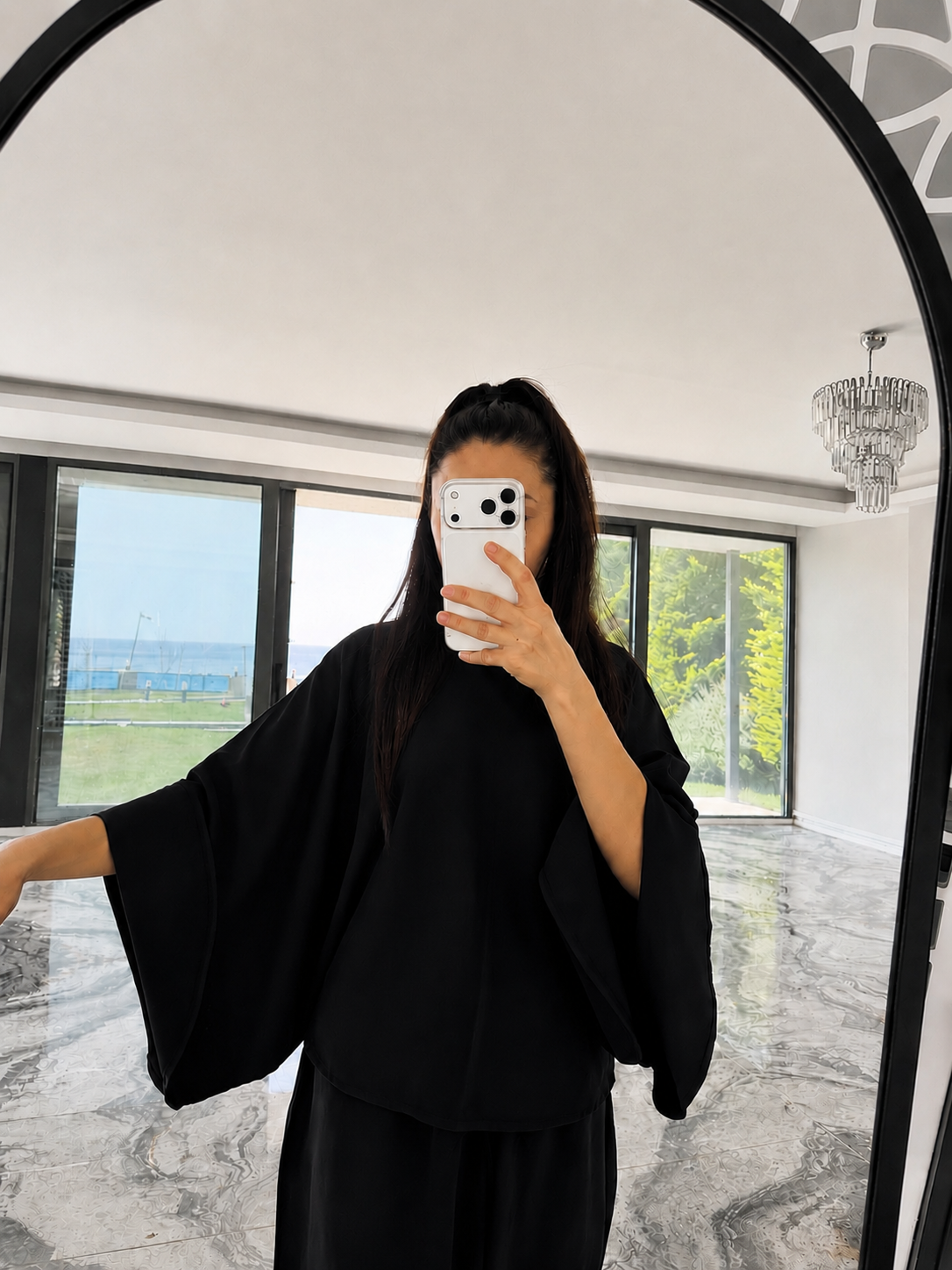 Siyah Bluz Şalvar Pantolon Takım