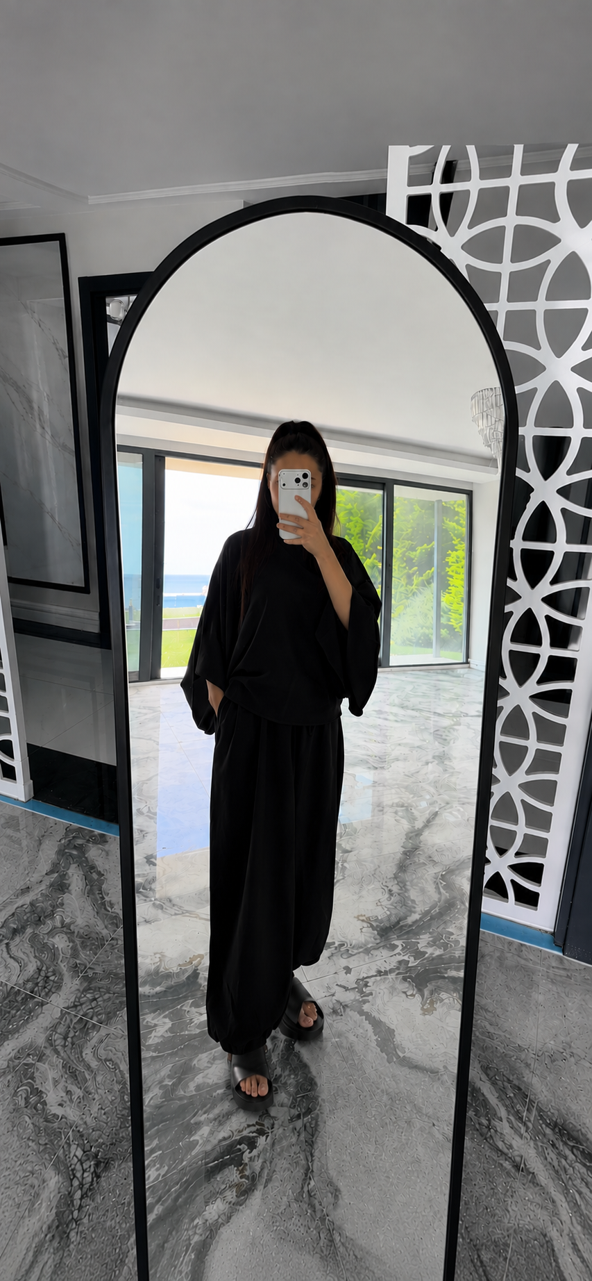 Siyah Bluz Şalvar Pantolon Takım
